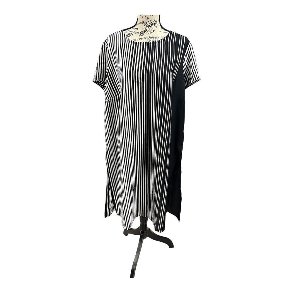 NWOT Truth + Style Black & White Striped Chiffon Tunic Sz 1X Petite